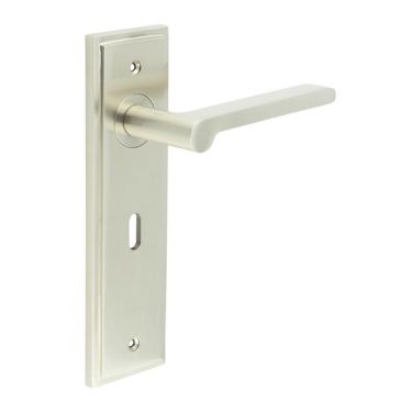 Click Here To Enlarge This Photo Of BUR15KIT321 Frelan Hardware Burlington Fitzrovia Door Handles on 57mm Lock Backplate Satin Nickel
