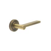 BUR15KIT5 Frelan Hardware Burlington Fitzrovia Door Handles on Knurled Rose Antique Brass