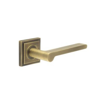 Click Here To Enlarge This Photo Of BUR15KIT7 Frelan Hardware Burlington Fitzrovia Door Handles on Square Stepped Rose Antique Brass