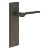 BUR15KIT86 Frelan Hardware Burlington Fitzrovia Door Handles on Latch Backplate Dark Bronze
