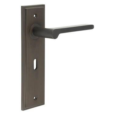 Click Here To Enlarge This Photo Of BUR15KIT87 Frelan Hardware Burlington Fitzrovia Door Handles on 57mm Lock Backplate Dark Bronze