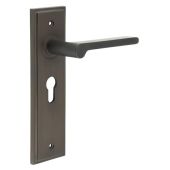 BUR15KIT89 Frelan Hardware Burlington Fitzrovia Door Handles on 47.5mm Euro Backplate Dark Bronze