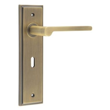 Click Here To Enlarge This Photo Of BUR15KIT9 Frelan Hardware Burlington Fitzrovia Door Handles on 57mm Lock Backplate Antique Brass