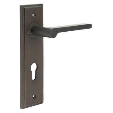 Click Here To Enlarge This Photo Of BUR15KIT90 Frelan Hardware Burlington Fitzrovia Door Handles on 72mm Din Euro Backplate Dark Bronze