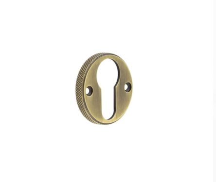Click Here To Enlarge This Photo Of BUR181AB Frelan Hardware Burlington Westbourne Knurled Euro Profile Escutcheon Antique Brass