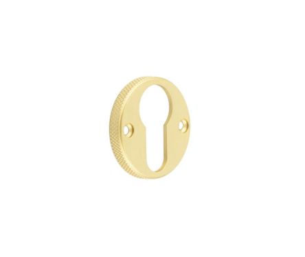 Click Here To Enlarge This Photo Of BUR181SB Frelan Hardware Burlington Westbourne Knurled Euro Profile Escutcheon Satin Brass