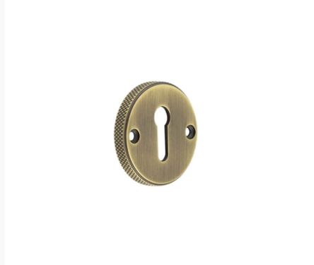 Click Here To Enlarge This Photo Of BUR182AB Frelan Hardware Burlington Westbourne Knurled Standard Keyway Escutcheon Antique Brass
