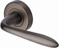 V1750-MB Heritage Brass Door Handle Lever Latch on Round Rose Sutton Design Matt Bronze Finish