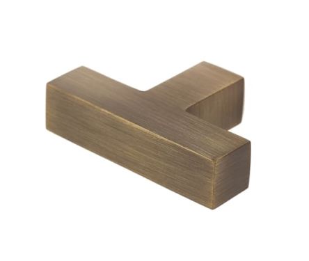 Click Here To Enlarge This Photo Of BUR202AB Frelan Hardware Burlington Trafalgar 60mm T Bar Square Cupboard Knob Antique Brass