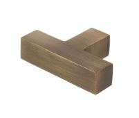 BUR202AB Frelan Hardware Burlington Trafalgar 60mm T Bar Square Cupboard Knob Antique Brass