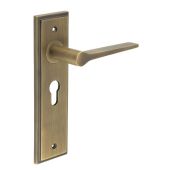 BUR20KIT11 Frelan Hardware Burlington Knightbridge Door Handles on 47.5mm Euro Backplate Antique Brass