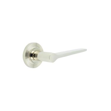 Click Here To Enlarge This Photo Of BUR20KIT160 Frelan Hardware Burlington Knightsbridge Door Handles on Reeded Rose Polished Nickel