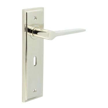Click Here To Enlarge This Photo Of BUR20KIT165 Frelan Hardware Burlington Knightbridge Door Handles on 57mm Lock Backplate Polished Nickel