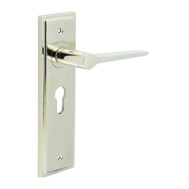 Click Here To Enlarge This Photo Of BUR20KIT167 Frelan Hardware Burlington Knightbridge Door Handles on 47.5mm Euro Backplate Polished Nickel