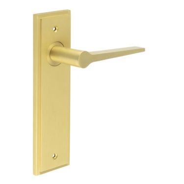 Click Here To Enlarge This Photo Of BUR20KIT242 Frelan Hardware Burlington Knightbridge Door Handles on Latch Backplate Satin Brass