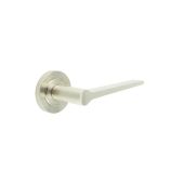 BUR20KIT314 Frelan Hardware Burlington Knightsbridge Door Handles on Chamfered Rose Satin Nickel