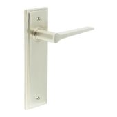 BUR20KIT320 Frelan Hardware Burlington Knightbridge Door Handles on Latch Backplate Satin Nickel