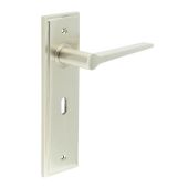 BUR20KIT321 Frelan Hardware Burlington Knightbridge Door Handles on 57mm Lock Backplate Satin Nickel