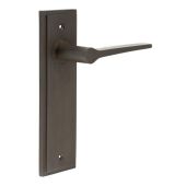 BUR20KIT86 Frelan Hardware Burlington Knightbridge Door Handles on Latch Backplate Dark Bronze