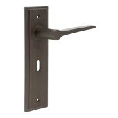 BUR20KIT87 Frelan Hardware Burlington Knightbridge Door Handles on 57mm Lock Backplate Dark Bronze