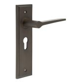 BUR20KIT89 Frelan Hardware Burlington Knightbridge Door Handles on 47.5mm Euro Backplate Dark Bronze