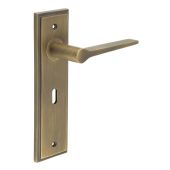 BUR20KIT9 Frelan Hardware Burlington Knightbridge Door Handles on 57mm Lock Backplate Antique Brass