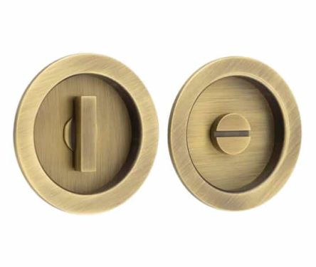 Click Here To Enlarge This Photo Of BUR216AB Frelan Hardware Burlington Circular Flush Turn & Release Antique Brass