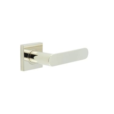 Click Here To Enlarge This Photo Of BUR25KIT162 Frelan Hardware Burlington Kensington Door Handles on Square Plain Rose Polished Nickel