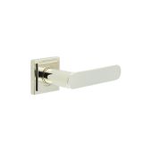 BUR25KIT163 Frelan Hardware Burlington Kensington Door Handles on Square Stepped Rose Polished Nickel