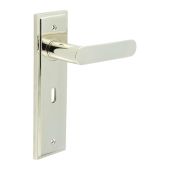 BUR25KIT165 Frelan Hardware Burlington Kensington Door Handles on 57mm Lock Backplate Polished Nickel