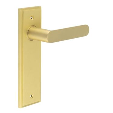 Click Here To Enlarge This Photo Of BUR25KIT242 Frelan Hardware Burlington Kensington Door Handles on Latch Backplate Satin Brass