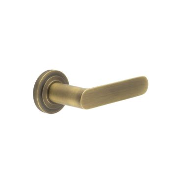 Click Here To Enlarge This Photo Of BUR25KIT3 Frelan Hardware Burlington Kensington Door Handles on Stepped Rose Antique Brass