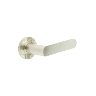 Click Here To Enlarge This Photo Of BUR25KIT316 Frelan Hardware Burlington Kensington Door Handles on Reeded Rose Satin Nickel