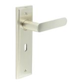BUR25KIT321 Frelan Hardware Burlington Kensington Door Handles on 57mm Lock Backplate Satin Nickel