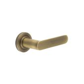 BUR25KIT4 Frelan Hardware Burlington Kensington Door Handles on Reeded Rose Antique Brass