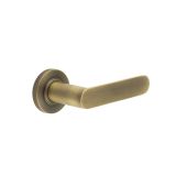 BUR25KIT5 Frelan Hardware Burlington Kensington Door Handles on Knurled Rose Antique Brass