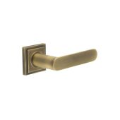 BUR25KIT7 Frelan Hardware Burlington Kensington Door Handles on Square Stepped Rose Antique Brass