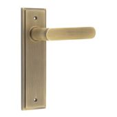 BUR25KIT8 Frelan Hardware Burlington Kensington Door Handles on Latch Backplate Antique Brass