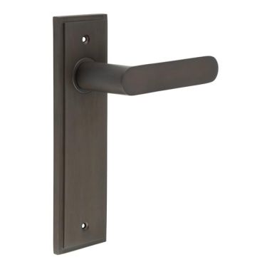 Click Here To Enlarge This Photo Of BUR25KIT86 Frelan Hardware Burlington Kensington Door Handles on Latch Backplate Dark Bronze