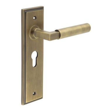 Click Here To Enlarge This Photo Of BUR30KIT11 Frelan Hardware Burlington Westminster Door Handles on 47.5mm Euro Backplate Antique Brass