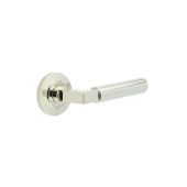 BUR30KIT158 Frelan Hardware Burlington Westminster Door Handles on Chamfered Rose Polished Nickel