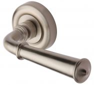 V1932-SN Heritage Brass Door Handle Lever Latch on Round Rose Colonial Design Satin Nickel Finish