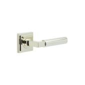 BUR30KIT163 Frelan Hardware Burlington Westminster Door Handles on Square Stepped Rose Polished Nickel