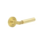 BUR30KIT235 Frelan Hardware Burlington Westminster Door Handles on Plain Rose Satin Brass
