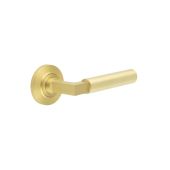 BUR30KIT236 Frelan Hardware Burlington Westminster Door Handles on Chamfered Rose Satin Brass