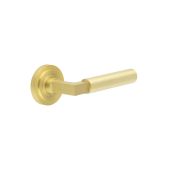 BUR30KIT237 Frelan Hardware Burlington Westminster Door Handles on Stepped Rose Satin Brass