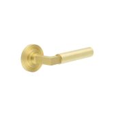 BUR30KIT238 Frelan Hardware Burlington Westminster Door Handles on Reeded Rose Satin Brass