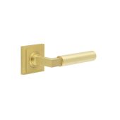 BUR30KIT241 Frelan Hardware Burlington Westminster Door Handles on Square Stepped Rose Satin Brass