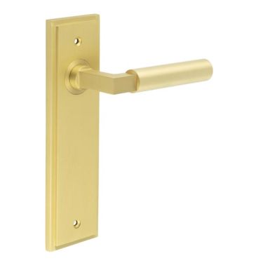 Click Here To Enlarge This Photo Of BUR30KIT242 Frelan Hardware Burlington Westminster Door Handles on Latch Backplate Satin Brass
