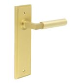 BUR30KIT242 Frelan Hardware Burlington Westminster Door Handles on Latch Backplate Satin Brass